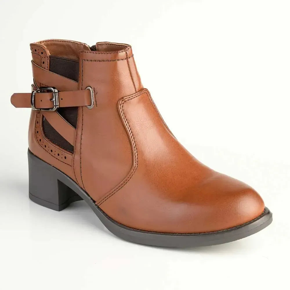 Madison Gusset Fawn Strappy Ankle Boot - Tan