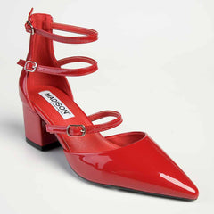 Madison Ivy Low Block Heel - Dark Red