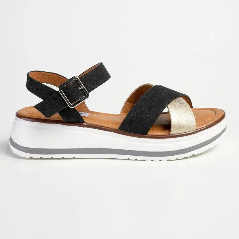 Madison Jacklynn Sandal - Black/Gold