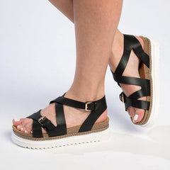 Madison Jafit Cross Over Footbed Sandal - Black