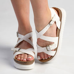 Madison Jafit Cross Over Footbed Sandal - White