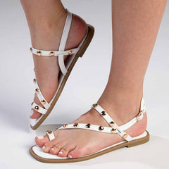 Madison Jay Studded Flat Sandal - White