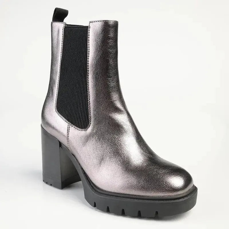 Madison Jones Chelsea Block Heel Boot - Pewter