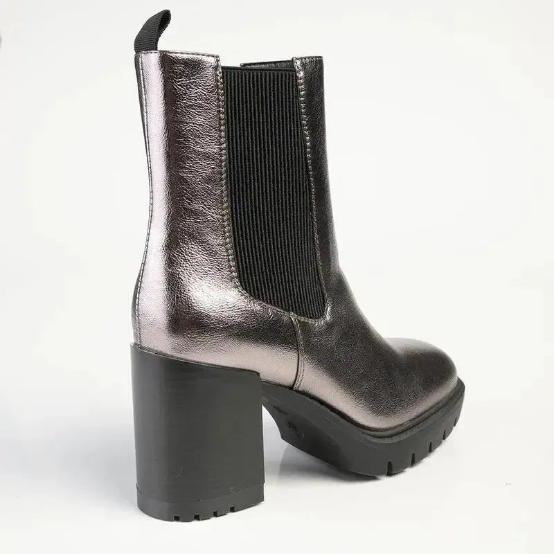 Madison Jones Chelsea Block Heel Boot - Pewter