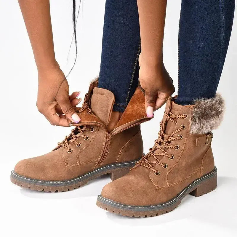 Madison Jordan Fur Collar Boot - Brown