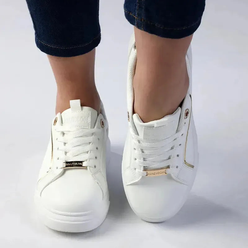 Madison Justice Platform Sneaker - White/Gold