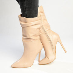 Madison Kessa Rouched Stiletto Boot - Nude