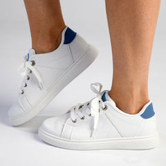 Madison Lace-Up Checkered Fashion Sneaker - White/Blue