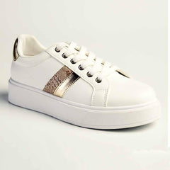 Madison Lace-Up Fashion Sneaker - White/Gold