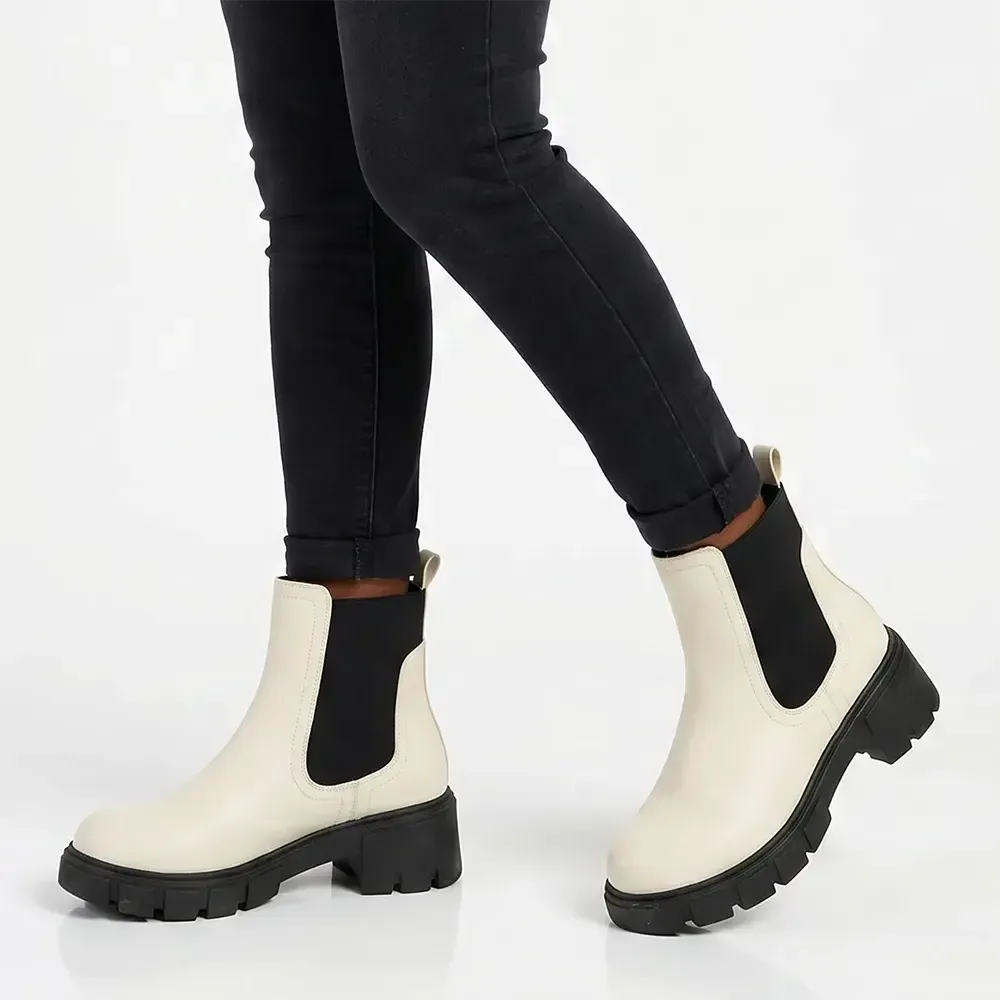 Madison Ladies Fashion Gusset Boot - Beige