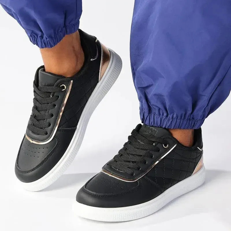 Madison Ladies High Fashion Cyprus Sneaker - Black/ Rose Gold