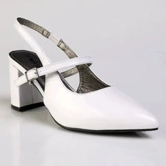 Madison Ladies Slingback Fashion Court Heel- White