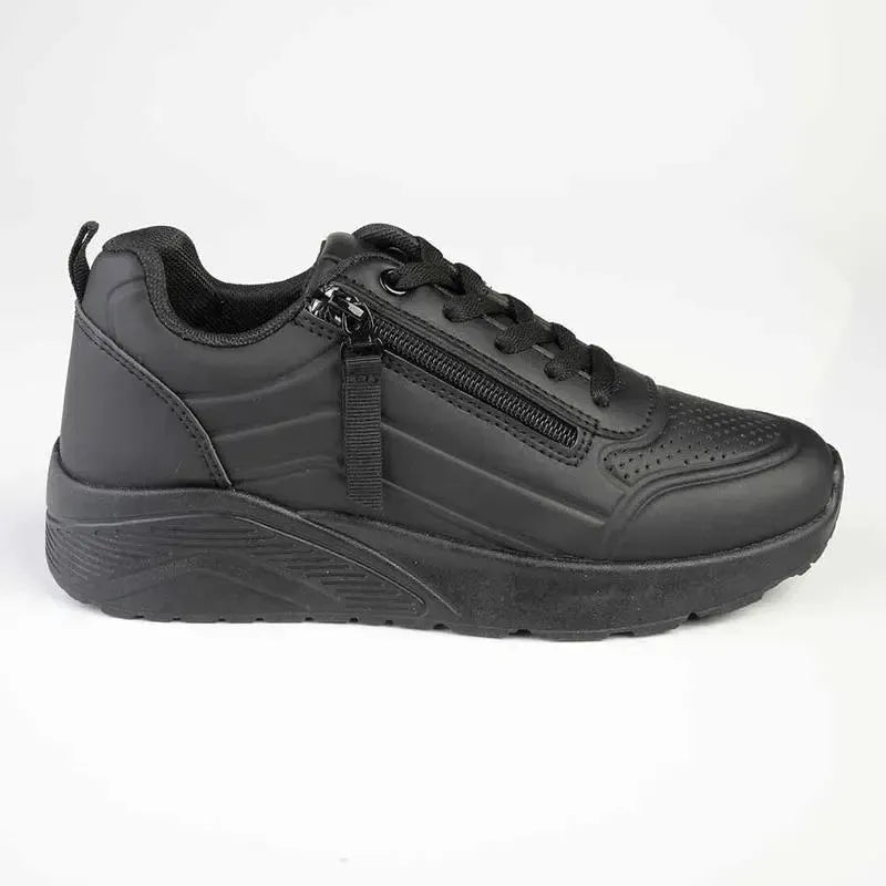 Madison Ladies Zip Sneaker - Black Mono