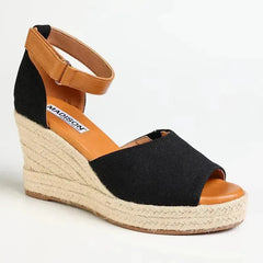 Madison Laura 2 Full Vamp Espadrille Wedge Sandal - Black
