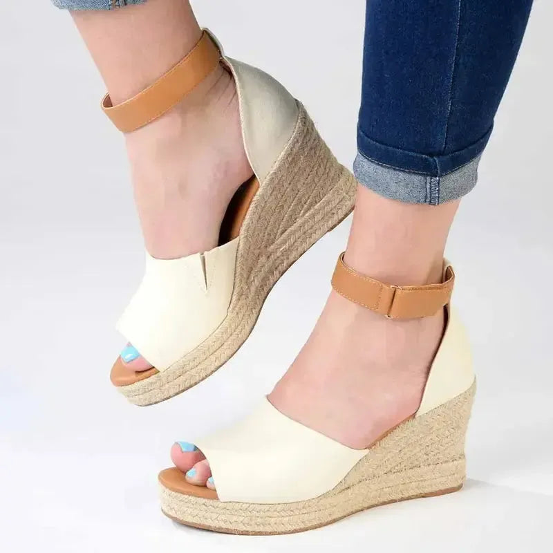 Madison Laura Espadrille Wedge - Natural / Tan