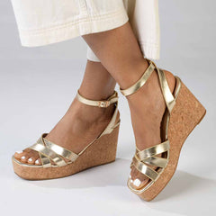 Madison Laurel Fashion Wedge Sandals - Gold