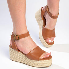 Madison Lauren Espadrille Wedge Sandal - Tan