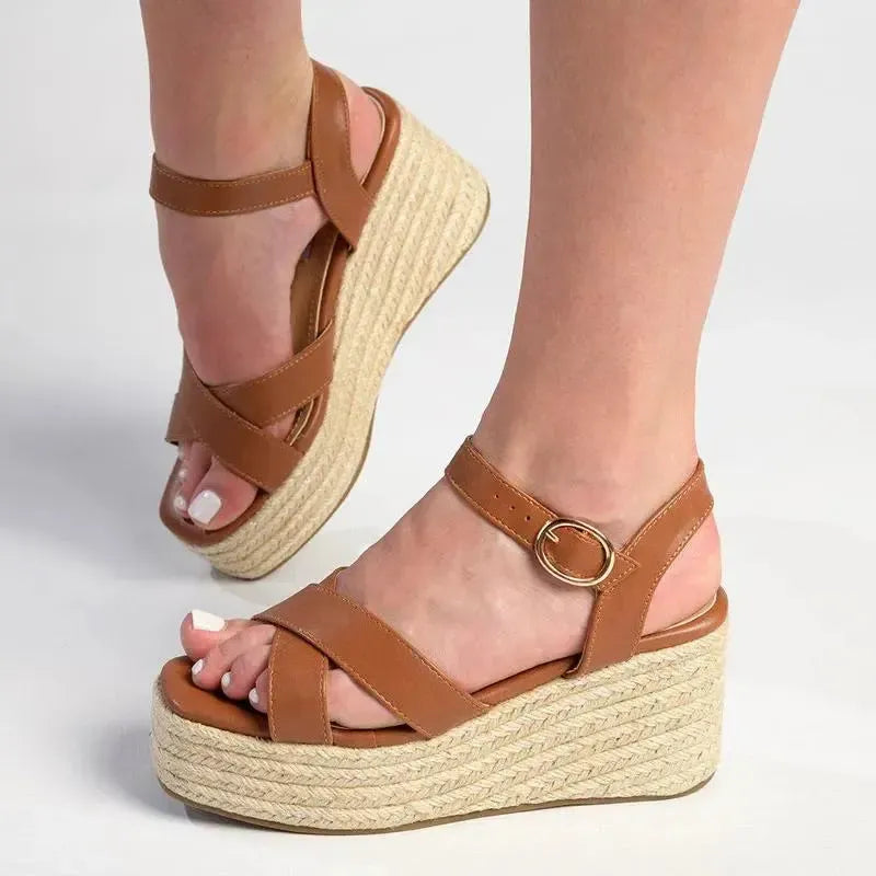 Madison Libby Wedge - Tan