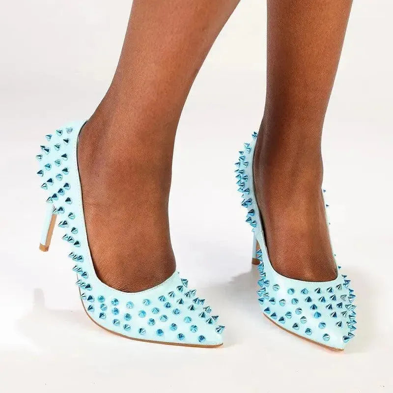 Madison Lush Studded Court Heels - Blue