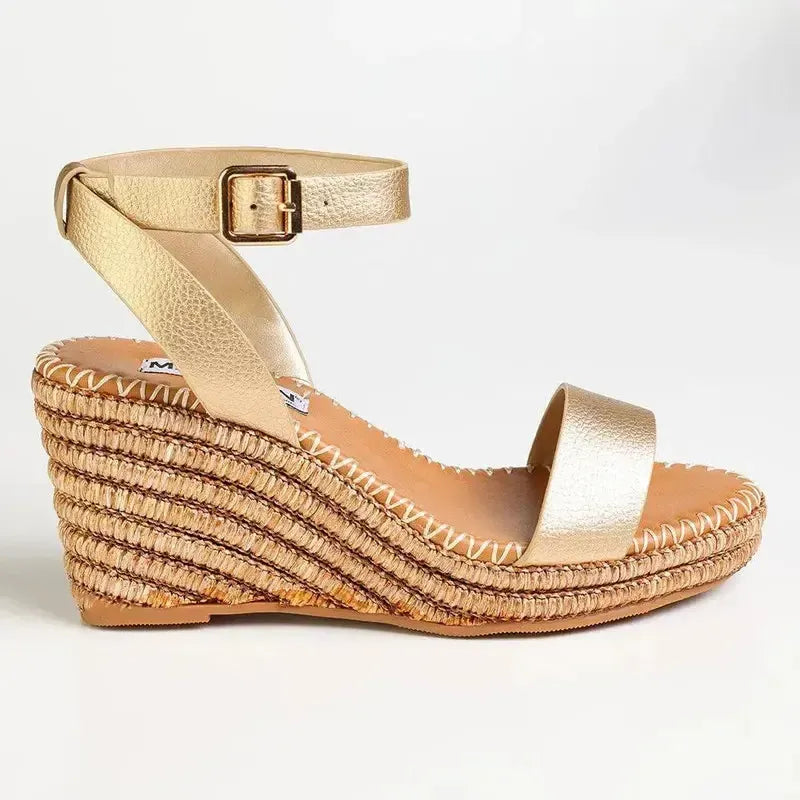 Madison Marion Espadrille Wedge Sandals - Gold