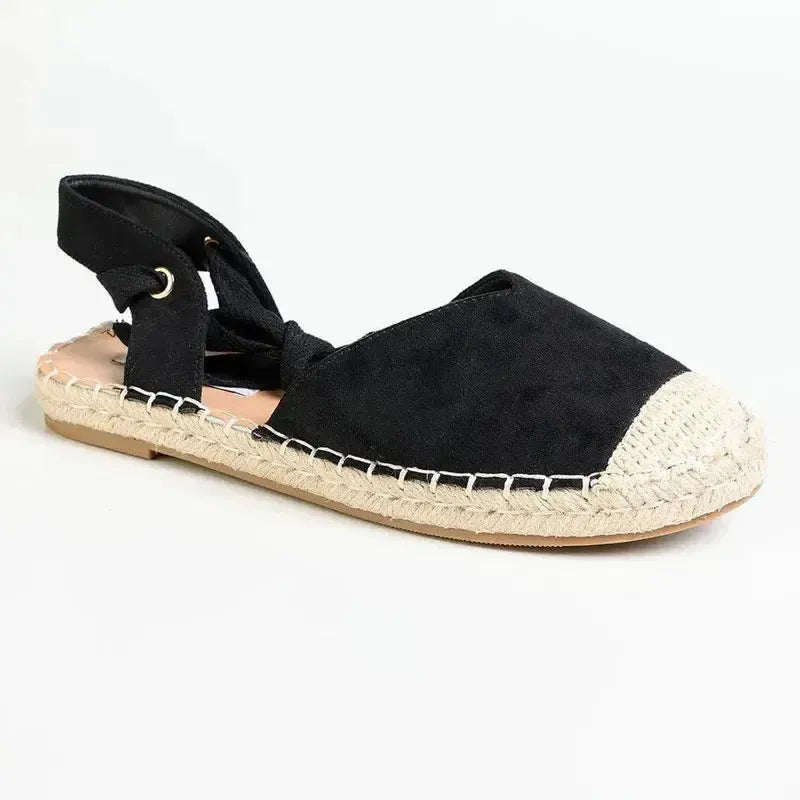 Madison Martini Espadrille Flats - Black