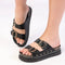 Madison Maude Double Buckle Footbed Sandal- Black