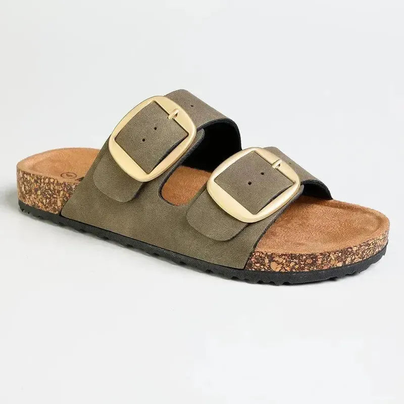 Madison May Double Buckle Sandal - Olive