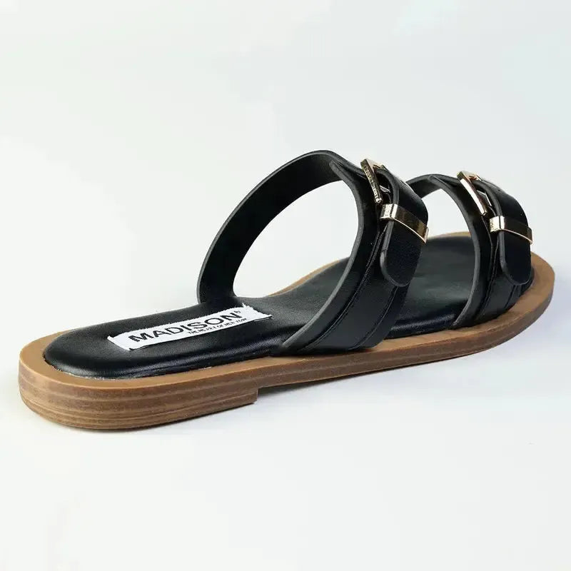Madison Mikayla Flat Sandal - Black