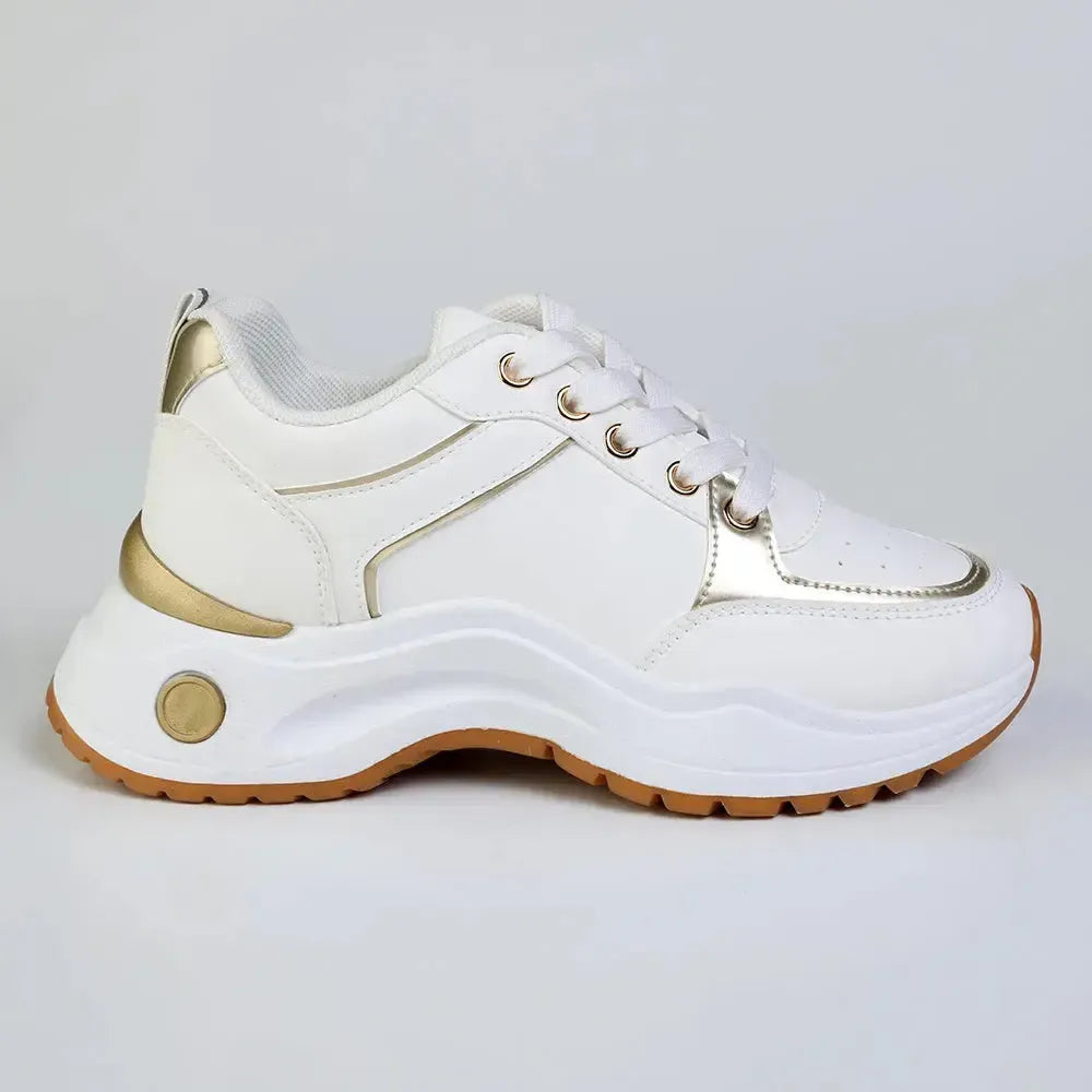 Madison Morgan Chunky Sole Sneaker - White/Gold