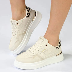 Madison Muriel Animal Print Lace Up Sneaker - Nude/Leopard