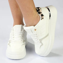 Madison Muriel Animal Print Lace Up Sneaker - White/Leopard