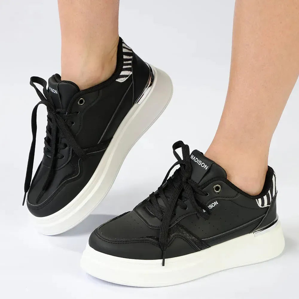 Madison Mariela フラットシューズ Madison Muriel Sneaker - Black/Zebra – Madison Heart of New York