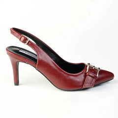 Madison Odelia Buckle Trim Slingback Stilleto Heel  - Wine