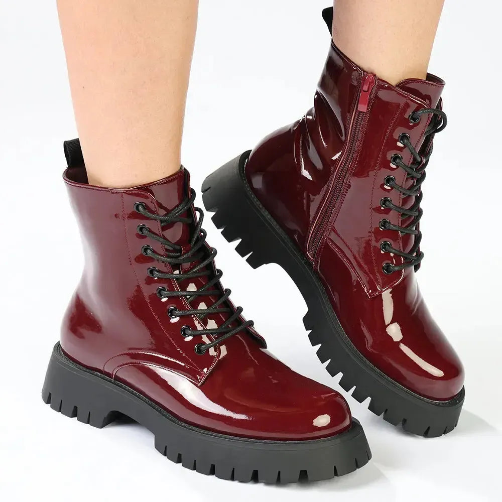Madison Olwyn Military Boot - Burgundy