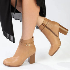 Madison Ombretta Block Heel Ankle Boot - Nude