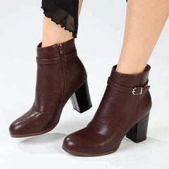 Madison Ombretta Block Heel Ankle Boot - Wine