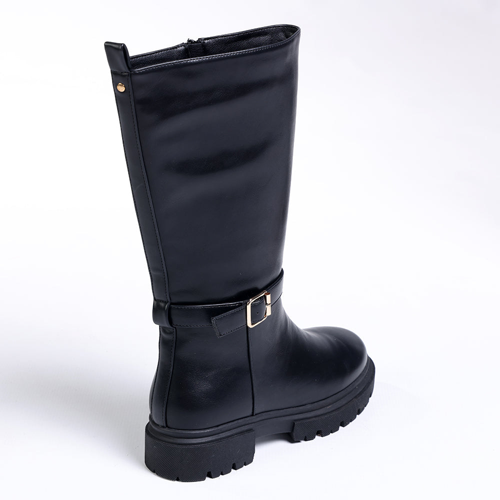 Madison Orphie Mid Calf Buckle Boot - Black