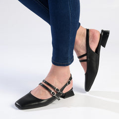 Madison Paisley Low Block Heel - Black