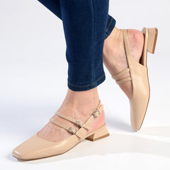 Madison Paisley Low Block Heel - Nude