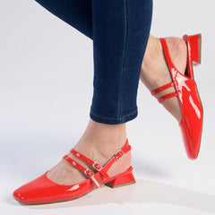 Madison Paisley Low Block Heel - Red