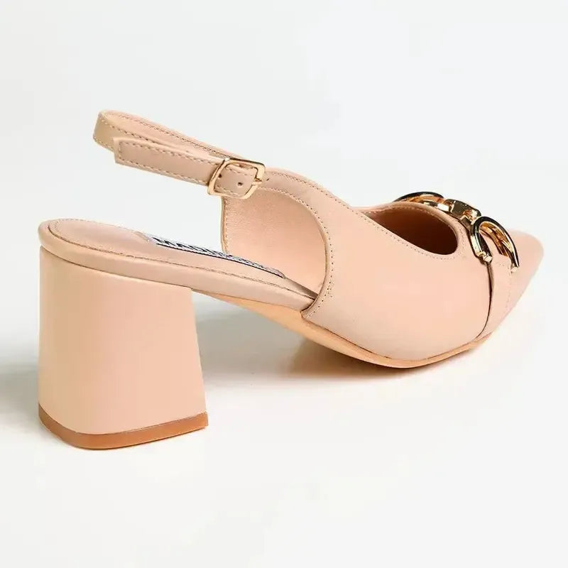 Madison Palmer Block Heel - Nude