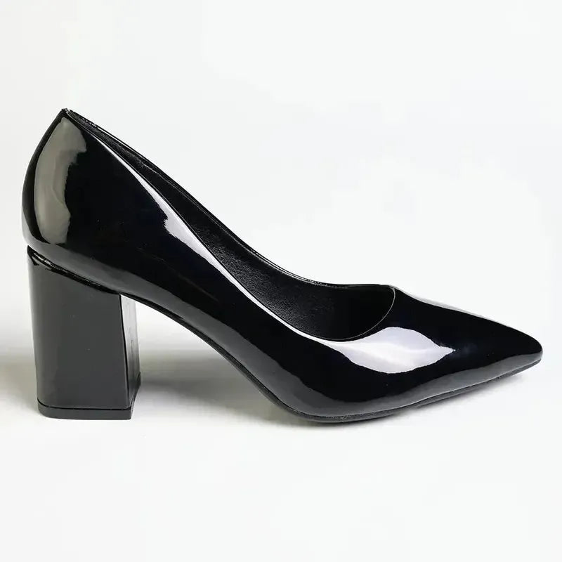 Madison Patricia Block Heel Court - Black Patent