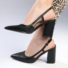 Madison Paula Slingback Block Heel Court - Black