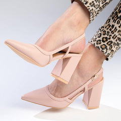 Madison Paula Slingback Block Heel Court - Nude