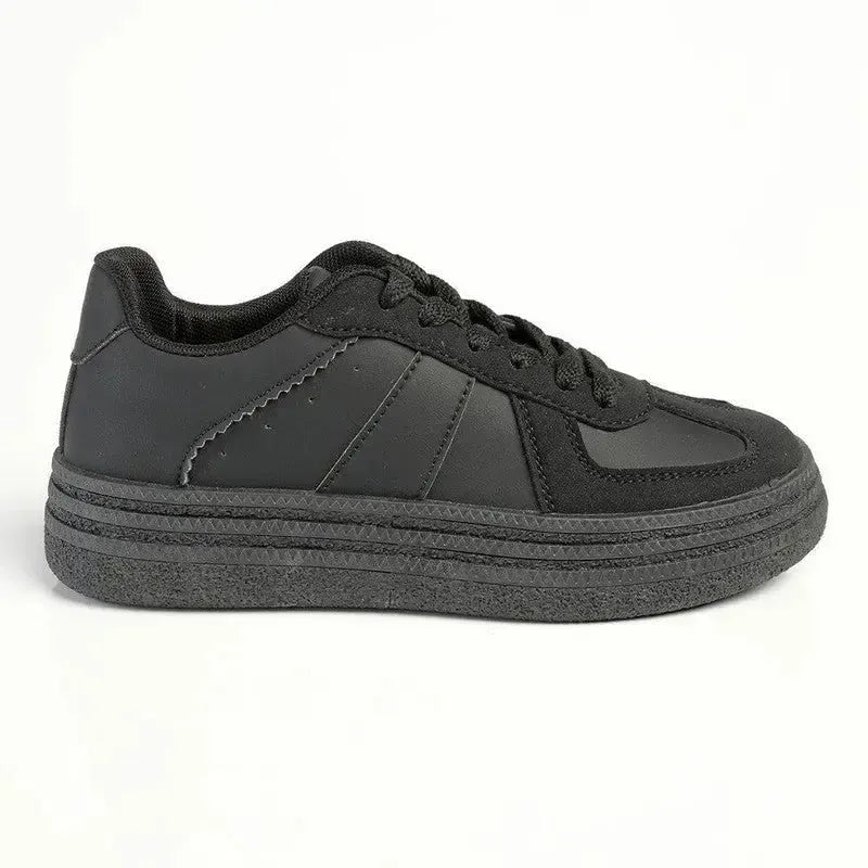 Madison Platform Lace Up Fashion Sneaker - Black