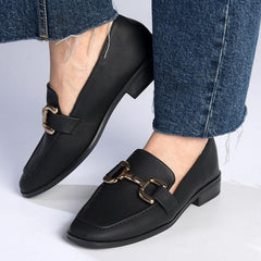 Madison Polly Loafer With Gold Metal Trim Detail - Black