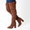 Madison Portia 3 Over Knee Block Heel Boots - Chocolate
