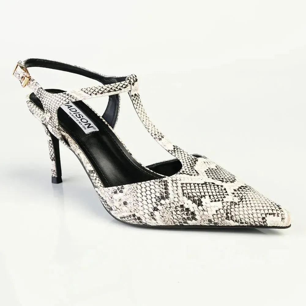 Madison Quincy Closed Toe Slingback Stiletto - White/Black