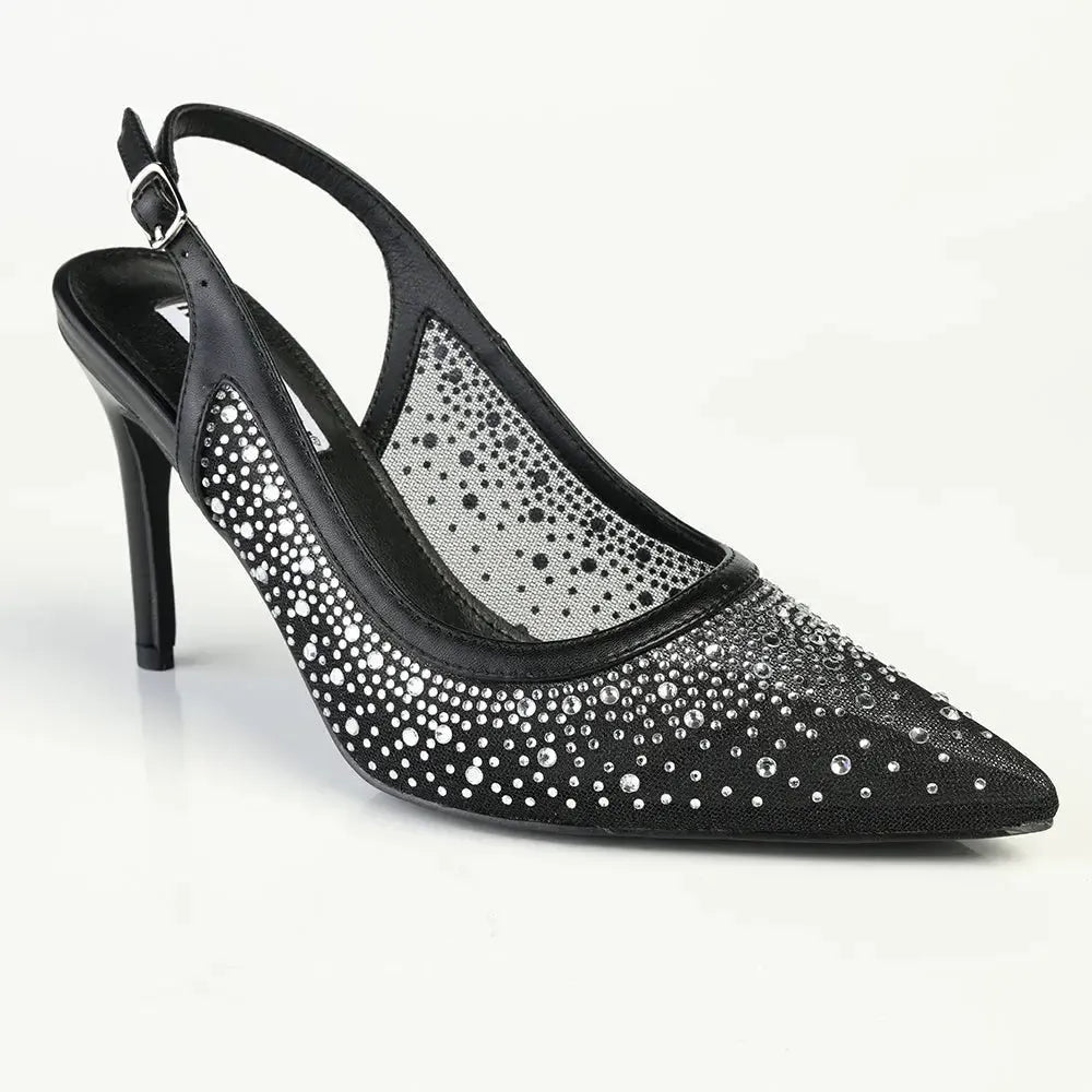 Madison Quinn Closed Toe Slingback Diamond - Black