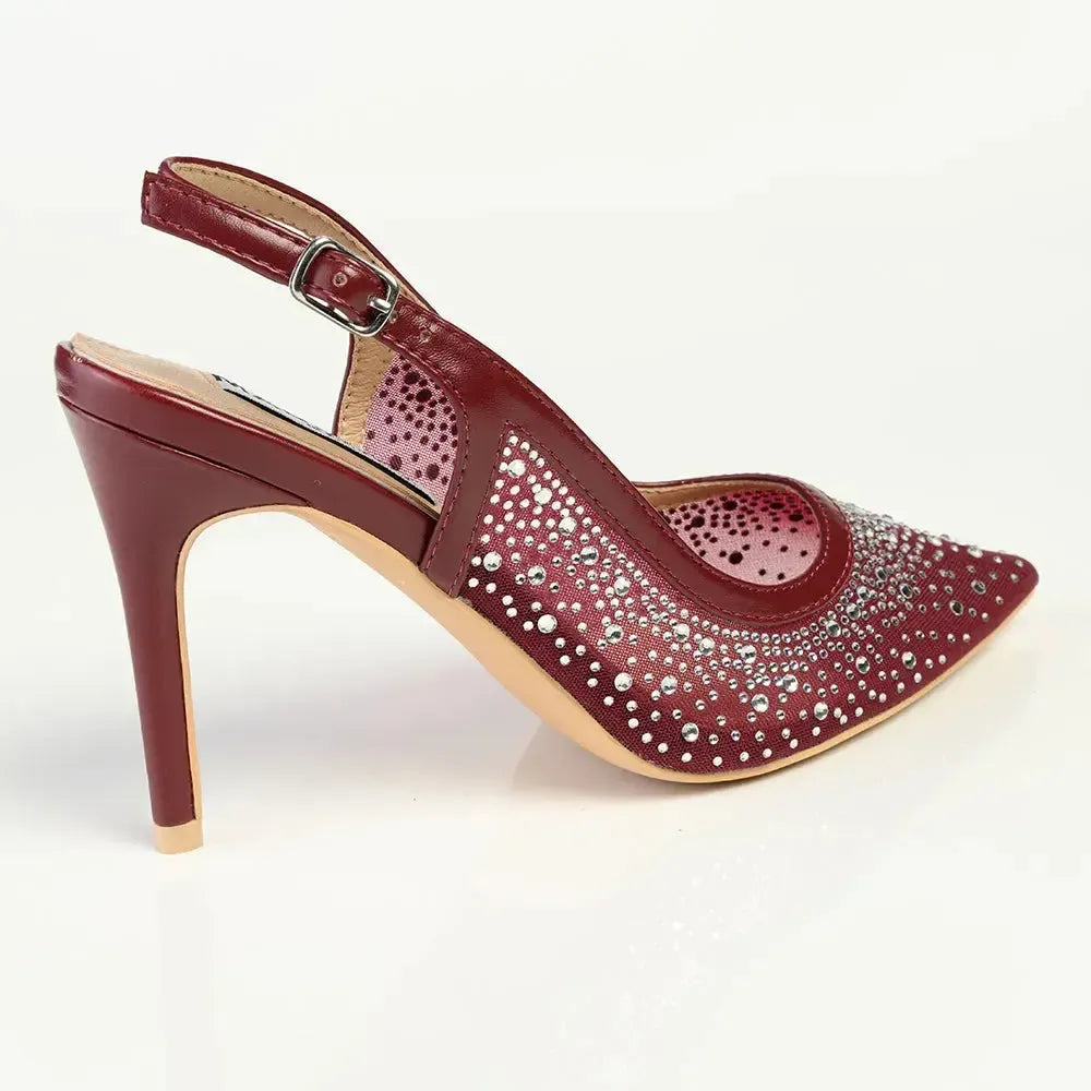Madison Quinn Closed Toe Slingback Diamond - Wine